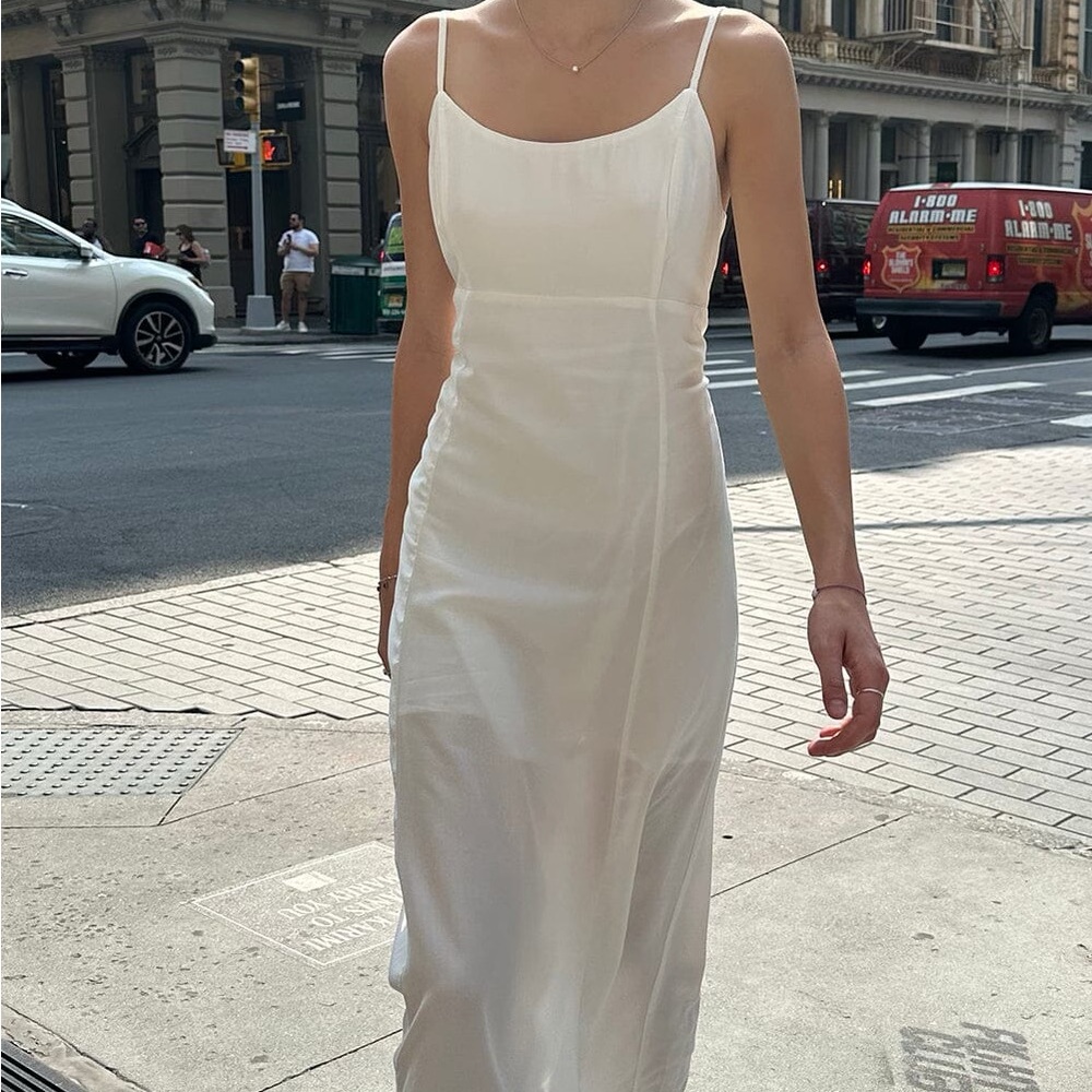 brandy melville white linen maxi